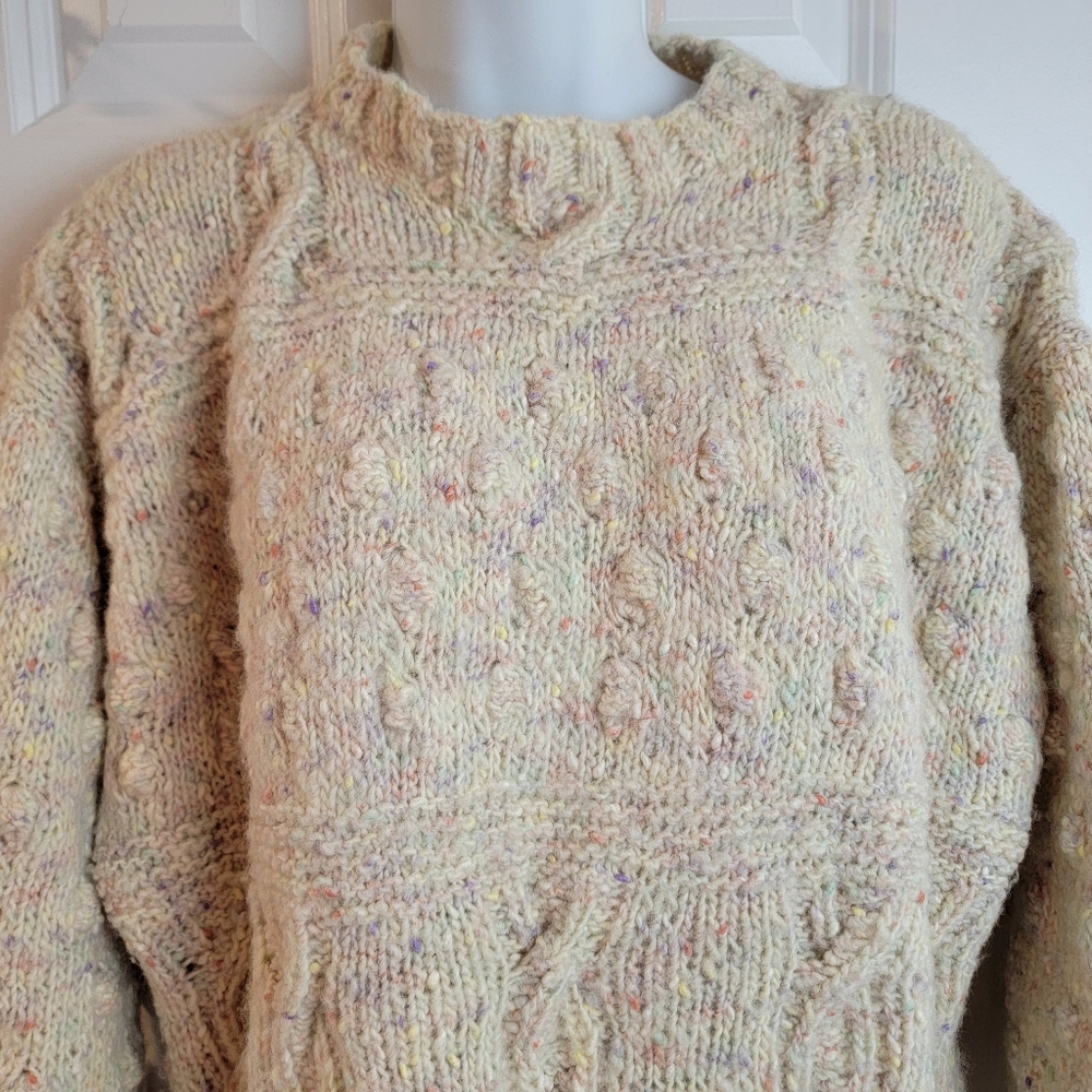 Hand Knitted Pastel Speckled Cozy Sweater XL - Picture 4 of 13